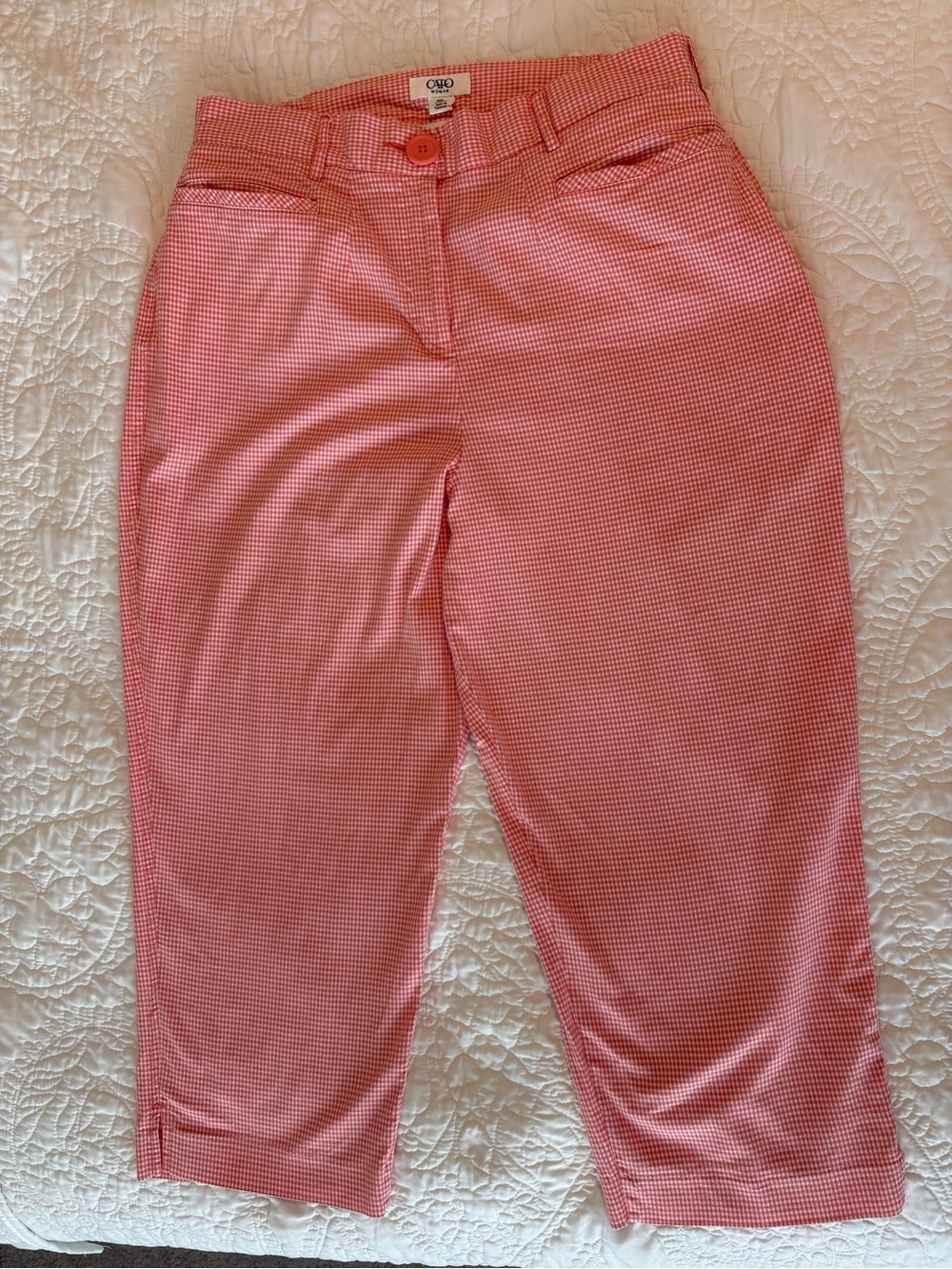Cato Women’s cropped pants Gingham Coral Pink Size 16W
